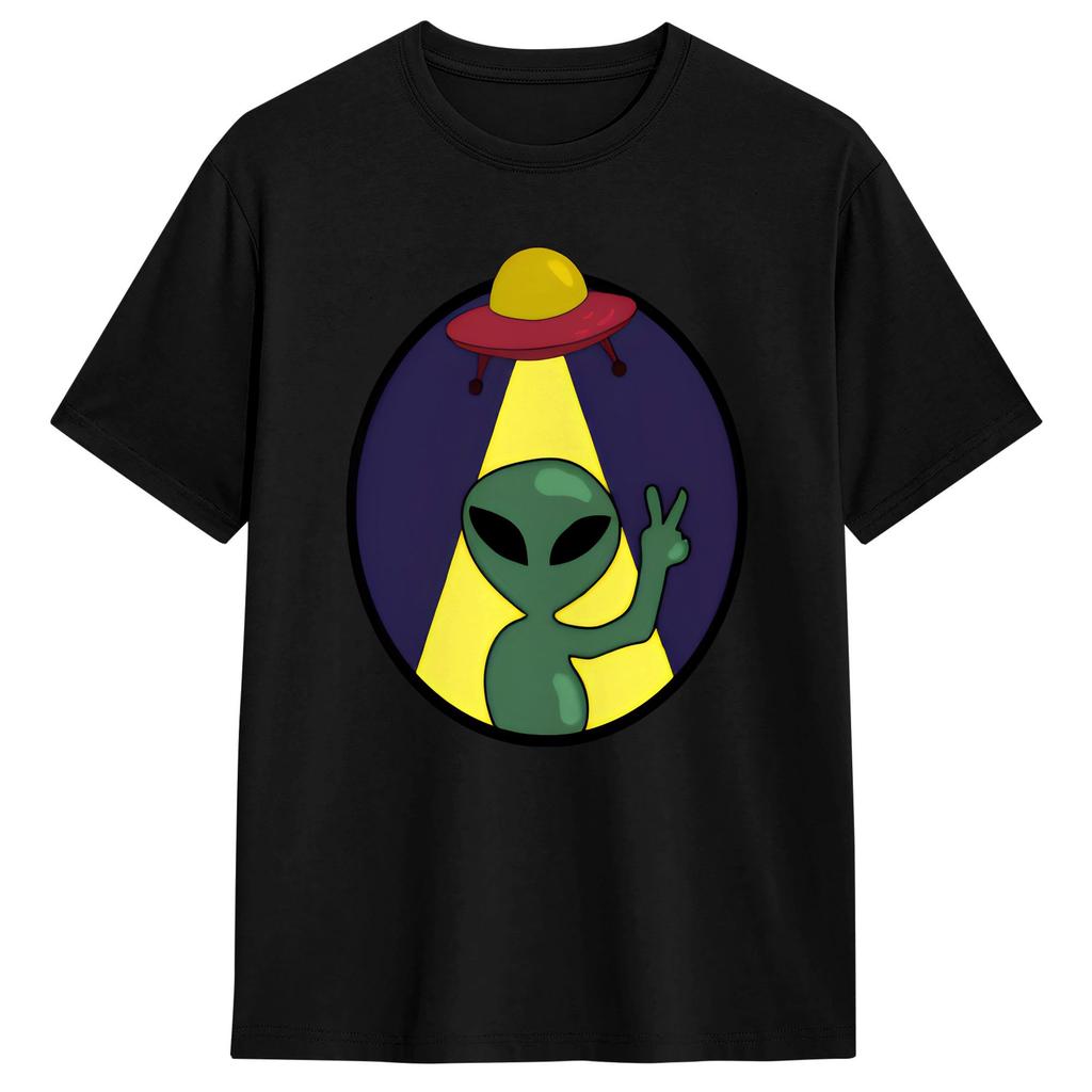 Unisexs Tshirt Ufo We Come In Space Alien Hipster 100 Cotton Tees Short Sleeve T Shirt Crewneck Clothes Classic