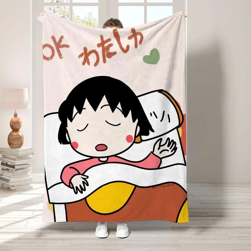 

C-Чиби Маруко Украшение для спальни Флисовое одеяло для декоративного дивана Пушистые мягкие одеяла Покрывало на кровать Бохо Домашний декор# 75X95CM серый