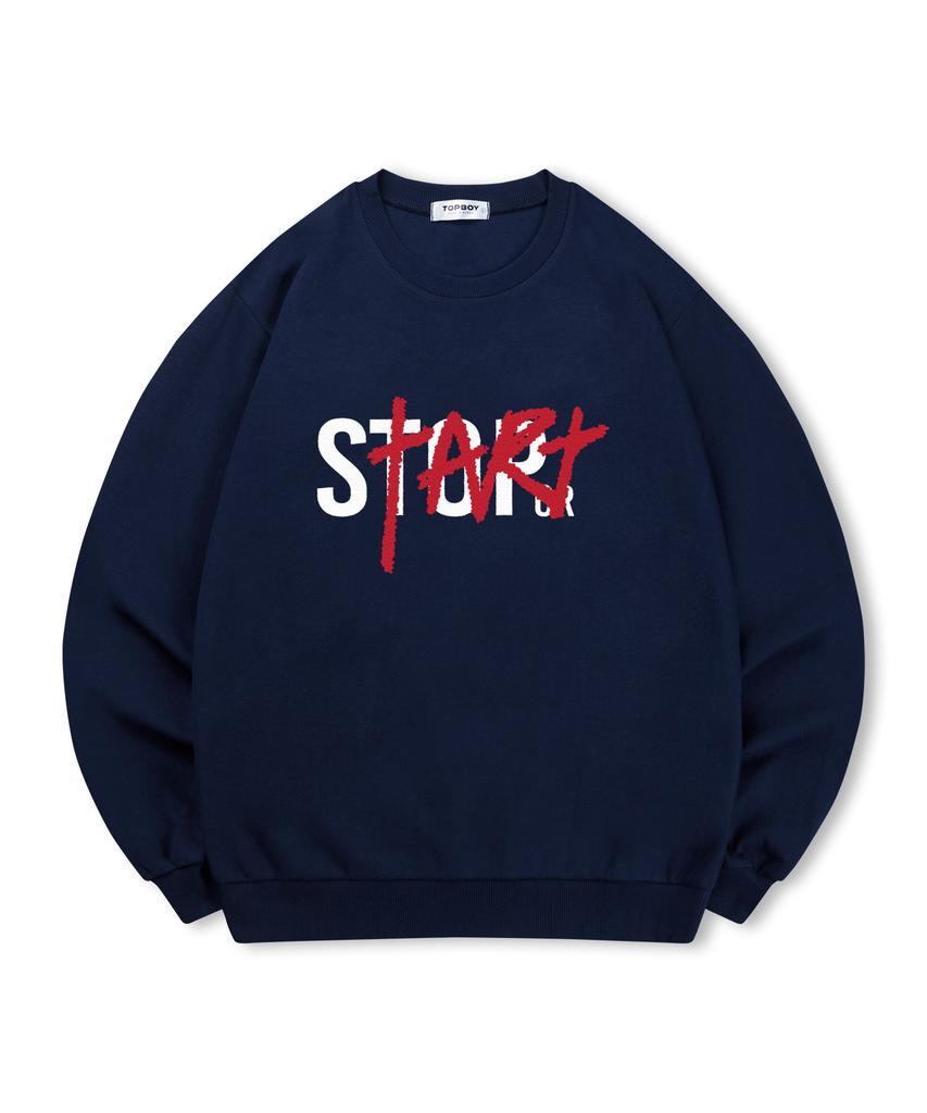 TOPBOY [Non-Fleece Or Fleece-Lined] Start Printed Sweatshirt (Type A)