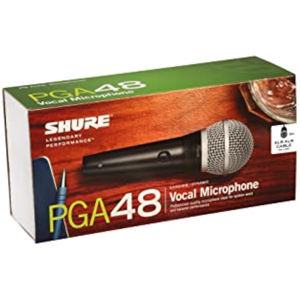 Shure Sure Dynamic Vocal Microphone: Cardioid/ Switch/ XLR-XLR Cable Included PGA48-XLR-J Black [...