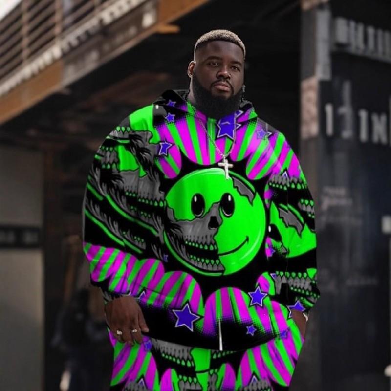 Mens 3D Digital Print Hooded Sweatshirt Jogger Pants Set Sporty Casual Outfit Travel