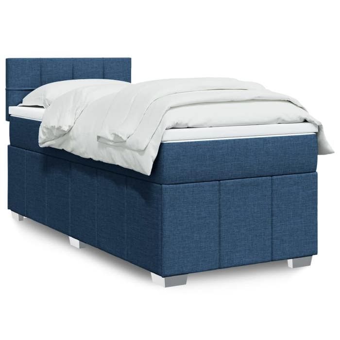 VidaXL Slatted Bed Base with Mattress Blue 90x200 Cm Fabric 3286957