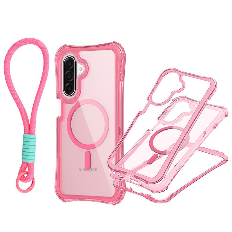 For Samsung A17 Magnetic Translucent 3-in-1 Phone Case with Wristband