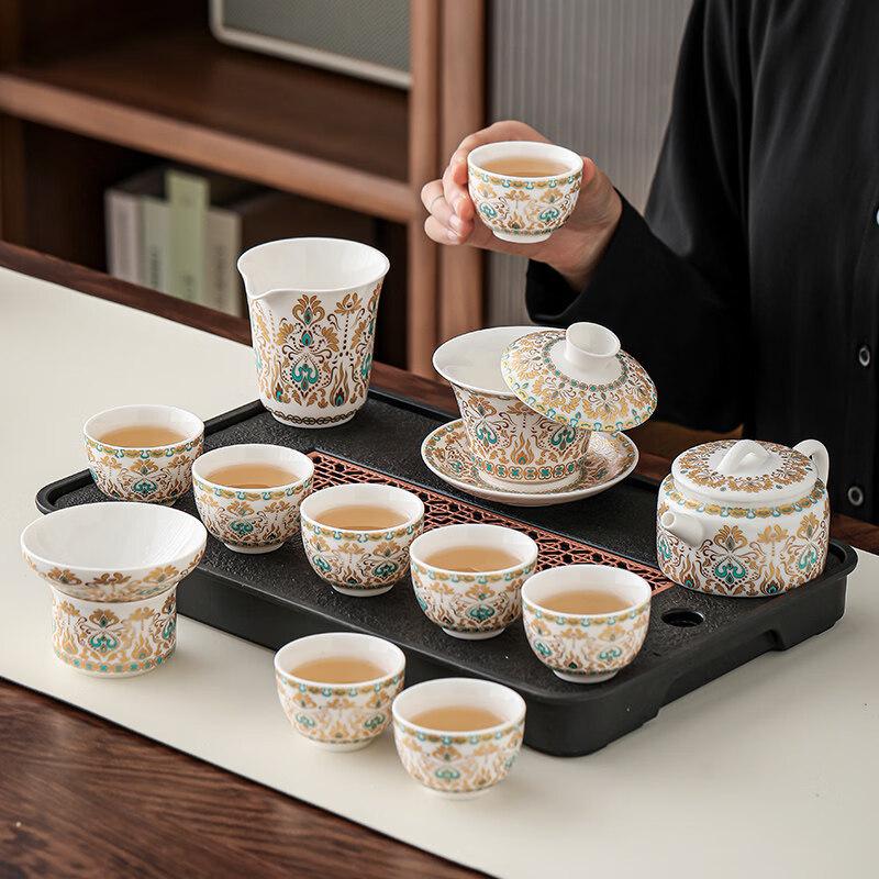 Dunhuang Cultural White Porcelain Kung Fu Tea Set
