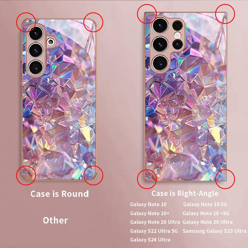 Diamond Patterned Glass Phone Case Suitable for Samsung Galaxy S26 S25 S24 S23 S22 S20 FE/Ultra/Plus Anti Drop Back Cover