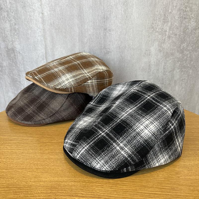 Casual plaid beret contrasting color forward hat spring and autumn men's and women's winter reverse cap versatile painter hat