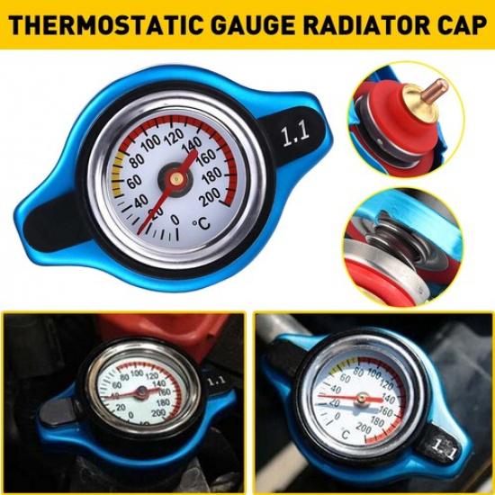 Aluminum Thermo Thermostatic Radiator Cap Cover Water Temperature Fits Gauge Car