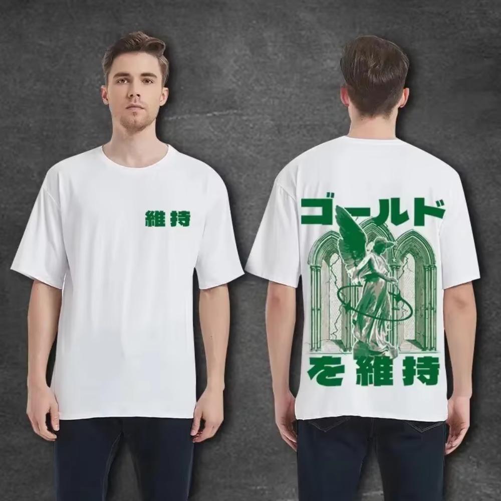 

Летняя новая повседневная свободная футболка с короткими рукавами, мужская модная свободная футболка с принтом, большой размер 8XL, хип-хоп, парная одежда, короткий рукав, хлопковый топ S белый