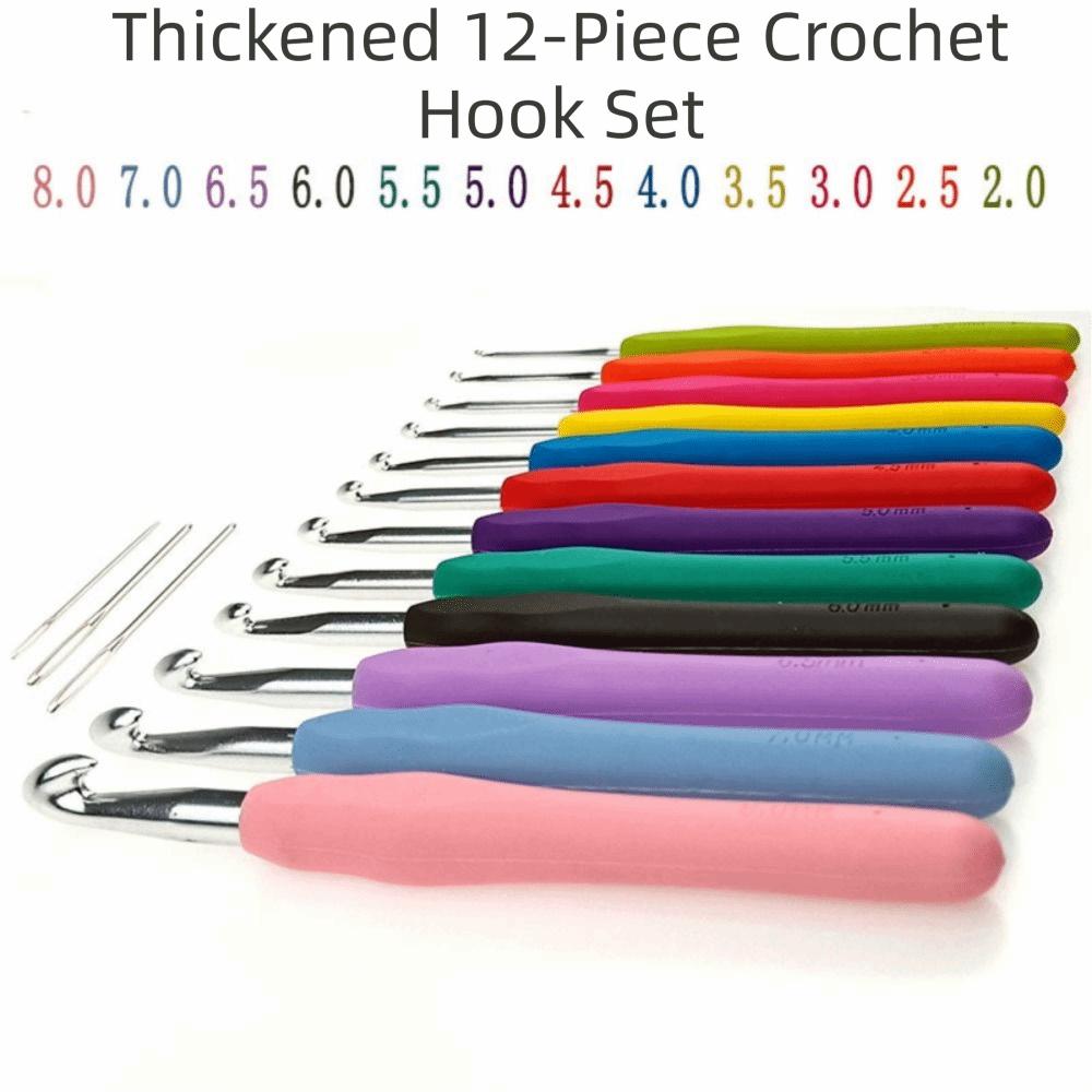 Ergonomic Handles Crochet Hooks Set 5/9/12Size Soft Handles Knitting Needles for Beginners 2-8mm with Storage Case Crochet Kit
