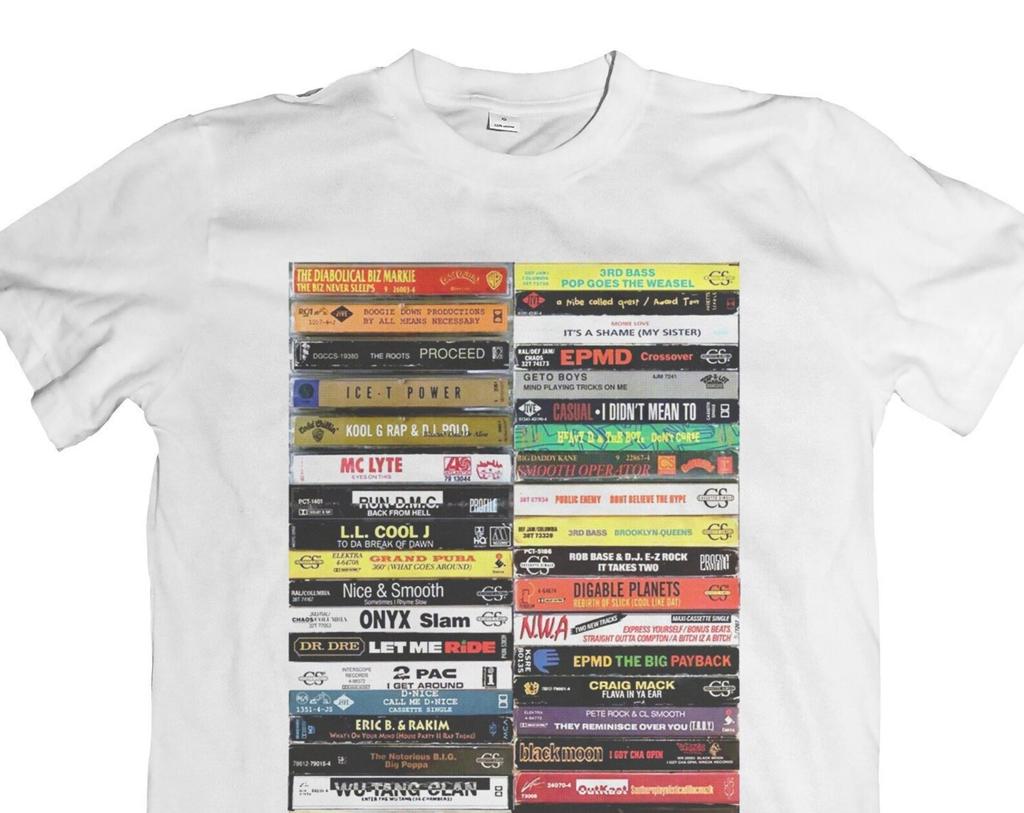 T-shirt Vintage Anni '80 '90 Hip Hop Cassette - compilation mixtape - Maglietta 2pac NWA Run DMC