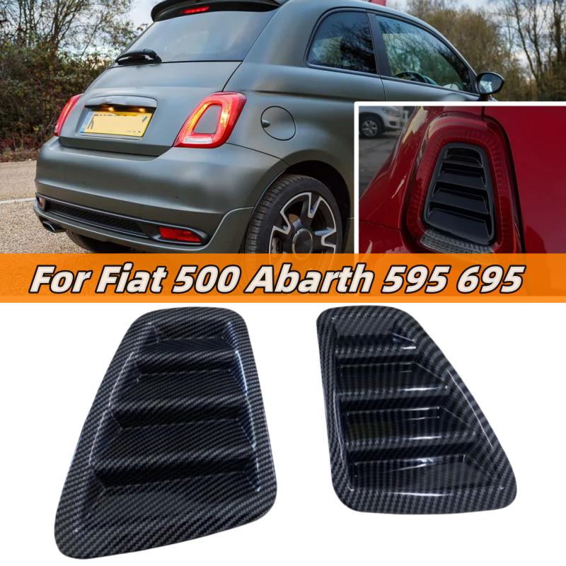 2Pcs For Fiat 500 Abarth 595 695 2016-2024 Rear Tail Light Cover Decorative Sticker Car Exterior Rear Louvres Light erts