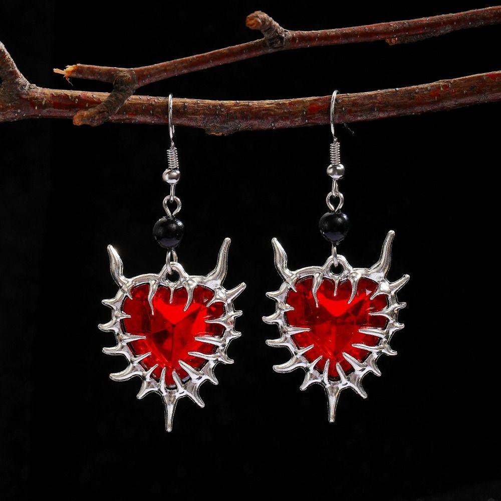 Zinc Zinc Alloy Black Necklace Earring Set Luxury Dangle Earrings Set Thorn Love Pendant Necklace  Gift