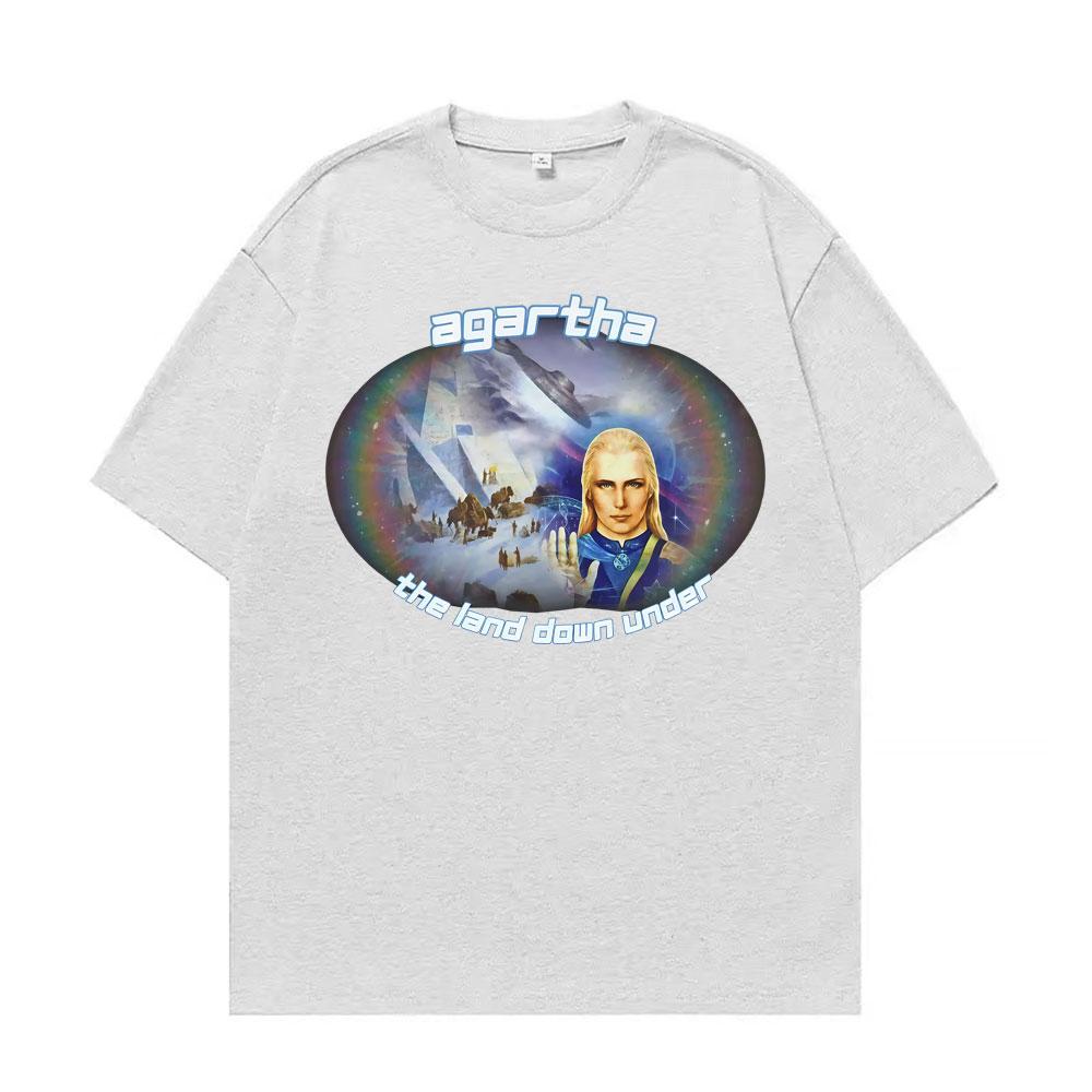 Agartha The Land Down Under Meme T Shirts Unisex WOMEN Gothic Vintage Short Sleeve Tshirt 100 Cotton Oversized T Shirt Streetwear