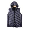 Men Winter Waistcoat Hooded Sleeveless Zipper Closure Vest Coat with Pockets Solid Color Casual Cotton Waistcoat