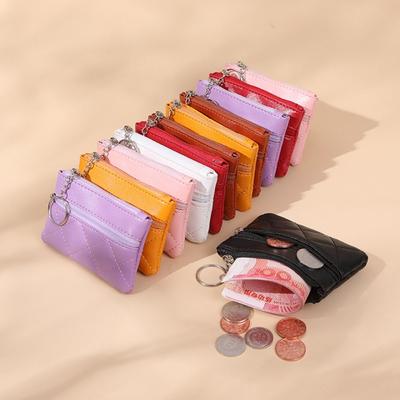 Mini Double Layer Pocket Coin Wallet PU Leather Zipper Coin Purse Lightweight Key Bag Women