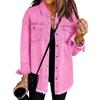 Washed Denim Jacket Women Autumn Tassel Lapel Jeans  Female Casual Loose Long Sleeve Single Breasted Outerwear Shirts Coat