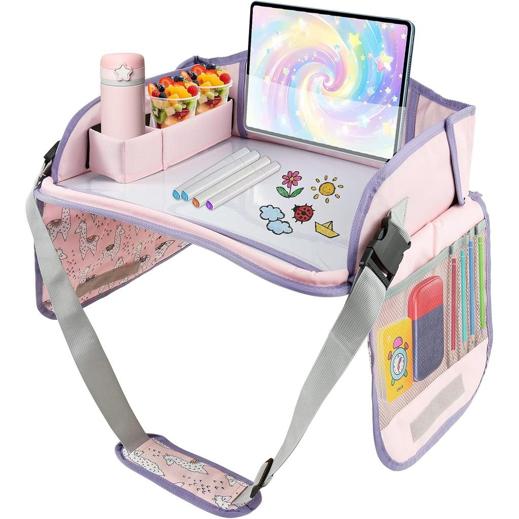 Mesa Bandeja para Coche para Niños Asiento de Coche Bandeja de Viaje Portátil Pizarra de Dibujo Paleta de Juegos Asiento de Coche Bandejas de Regazo Desmontables Bandejas de Mesa para Asiento de Coche para Niños en el Coche