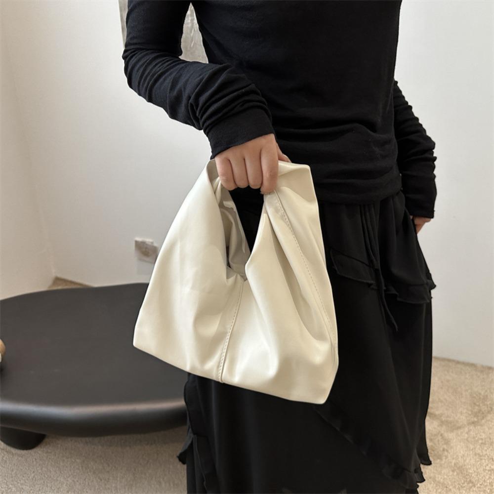 PU Leather Tote Bags for Women Luxury Niche Design Hobo Bag Women Handbag Simple Pleated Stylish Clutch Bag