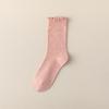 Women's Japanese Style Mid-Calf Cotton Lace Socks, Ruffle Edge, Polka Dot, Versatile for Spring to Autumn