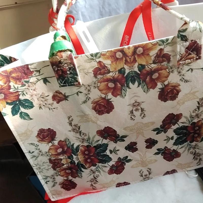 WTEMPO Large Capacity Printed Handbags Women Portable Felt Single Shoulder Bags Casual Elegant Shopping Tote Bags