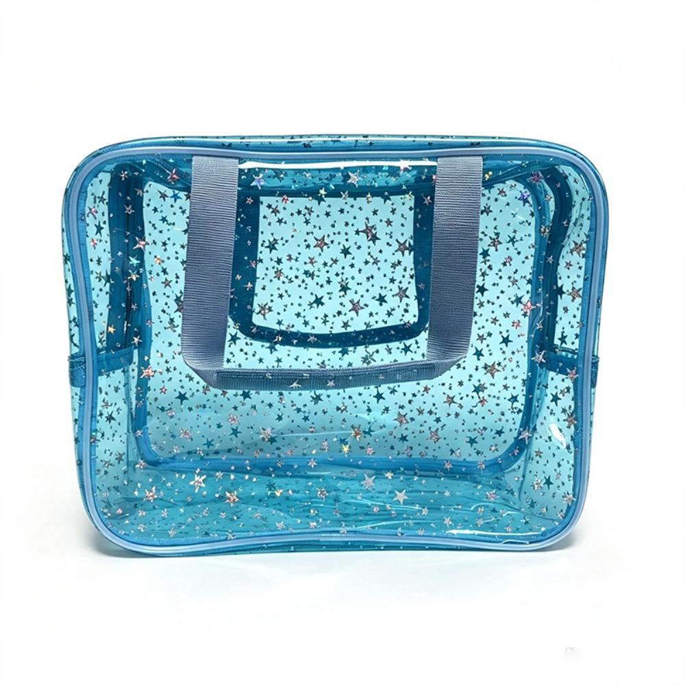 PVC Waterproof Transparent Makeup Bag Stars pattern Travel Beauty Organizer Daily Use