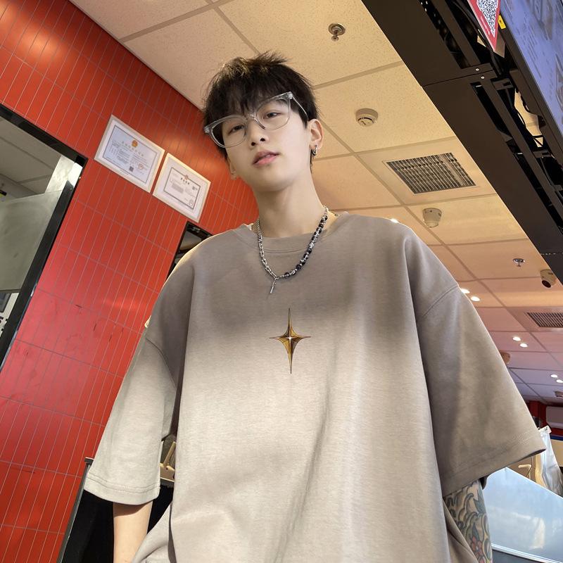 Men's 2023 Summer Seven-Sleeve Pure Cotton T-Shirt - White Trendy American Heavyweight Design