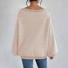 Women's Casual And Stylish Off,the,shoulder Striped Sweater With Dropped Sleeves And A Versatile Pullover Design.