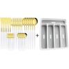 30pcs Gold Dinnerware Set Stainless Steel Tableware Set Knife Cake Fork Spoons Cutlery Set Plastic Storage Tray Kitchen Flatware