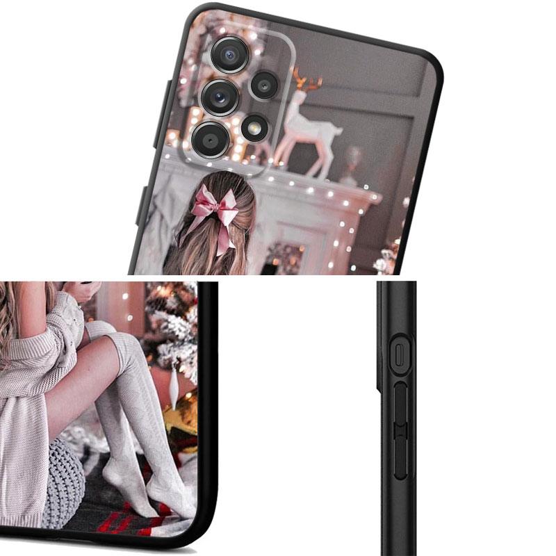 Merry Christma Winter Girl Black Shell Back Phone Case for Vivo S1 Y70 Y17 V21 Y53 V17 Y31 V20 Y11 Y72 5G Y19 Y15 Y81 Y20 Bag