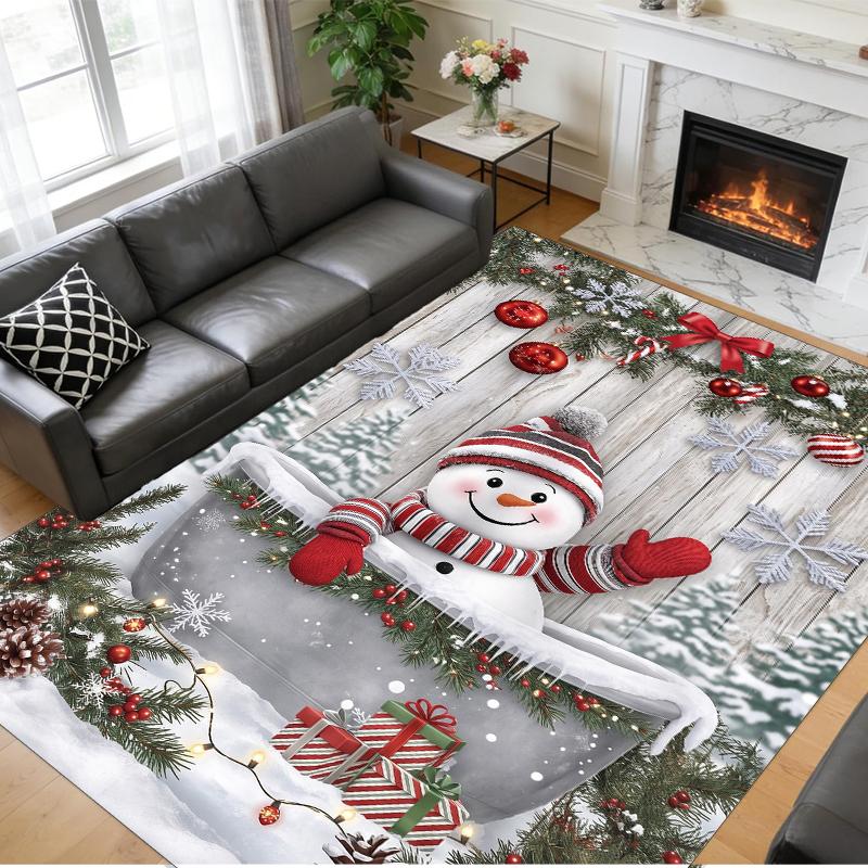 Christmas Printed Square Area Rug Soft Non Slip Floor Carpet For Bedroom Holiday Gift