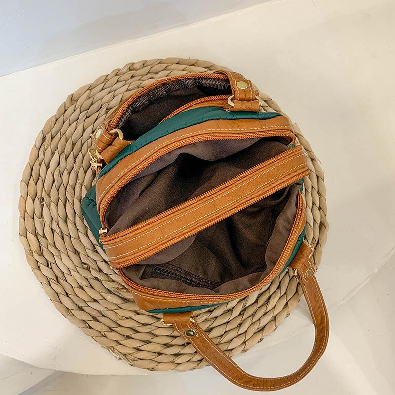 Niche Design Women's Handbag Small Fashion Patchwork Colorful Rivet Women's Shoulder Bag Double-layer Pleated Small Bag