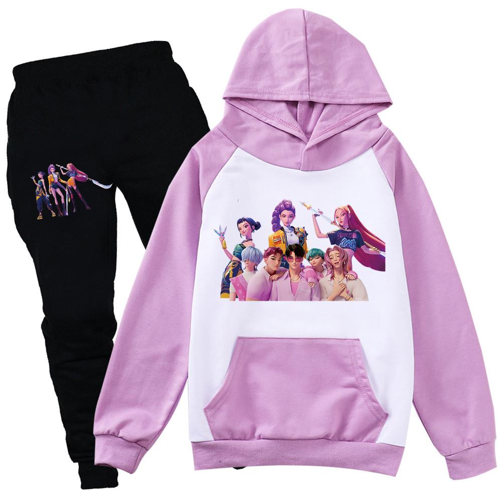 

Детский Девочки Аниме Мультфильм K-Pop Руми Зои Мира Принт Повседневный С Длинными Рукавами Толстовки Штаны Комплект Одежды 140cm