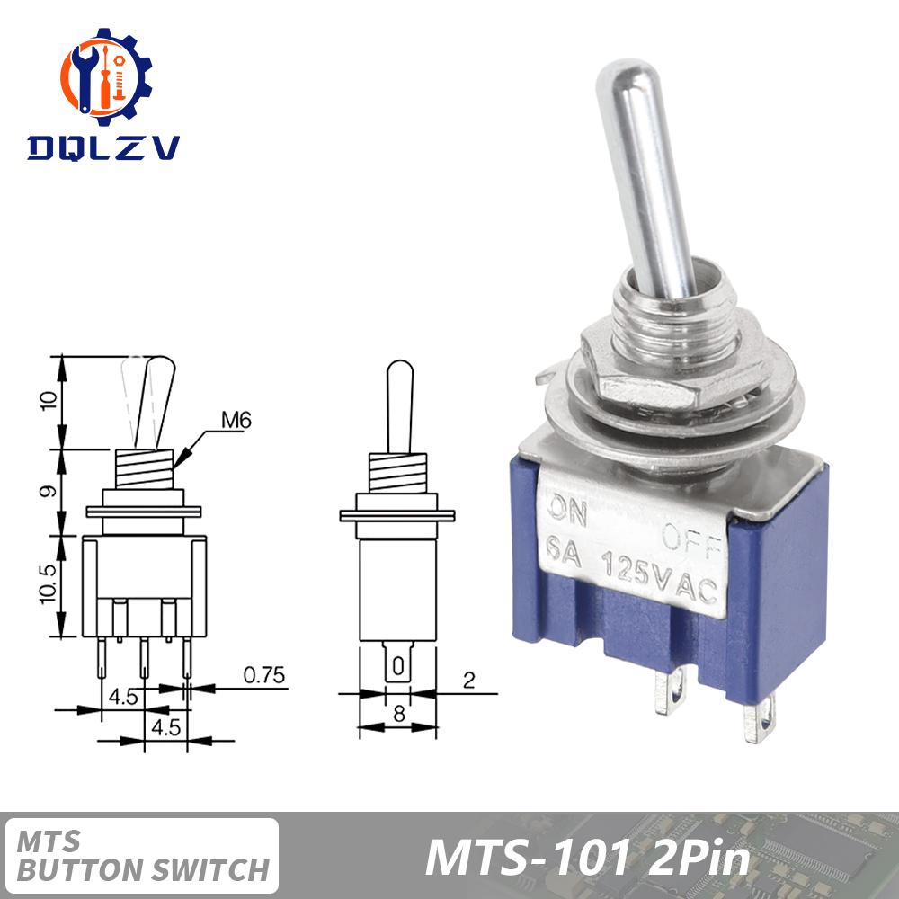 Miniature Lever Toggle Switch Single Pole Double Throw ON-OFF-ON /ON-ON 120VAC 6A 1/4 Inch Mounting MTS-102 103 202 203