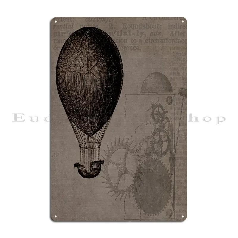 Steampunk Airship Metal Sign Garage Print Cinema Wall Decor Cinema Tin Sign Poster