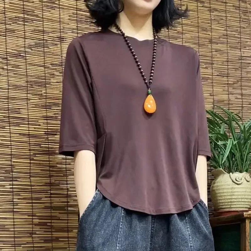 Irregularly Designed New Style Mid-sleeve Summer Shirt