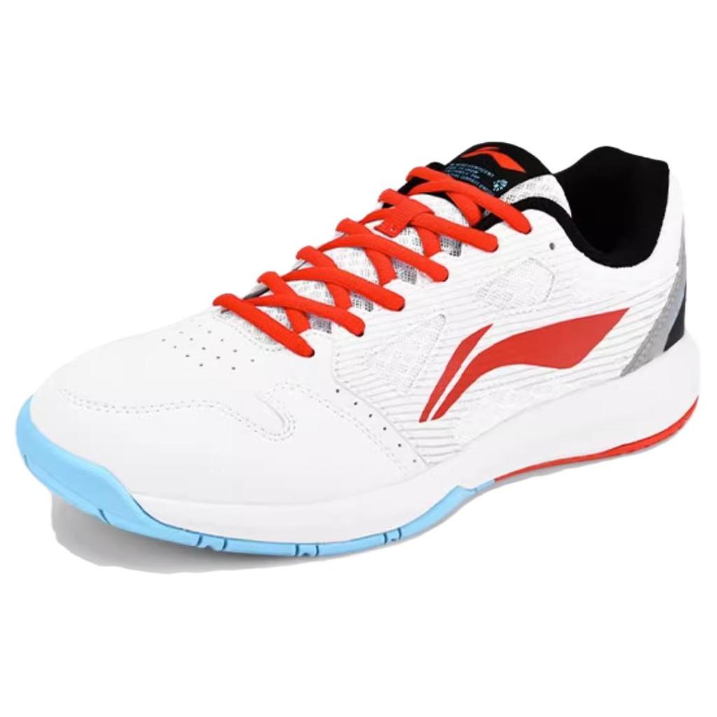 New LiNing Feather Abrasion Resistant Low Top Badminton Shoes Unisex White Red AYTT035-1