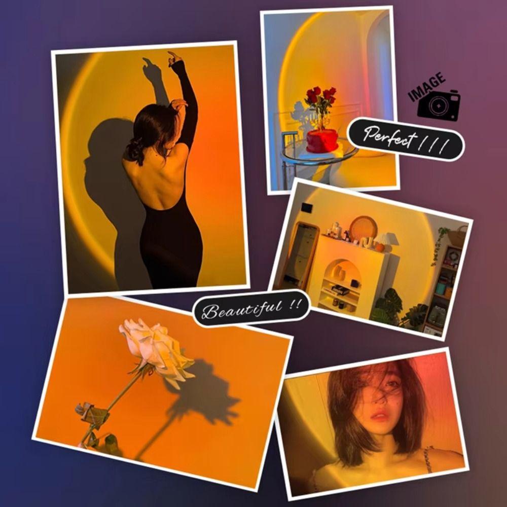 Einstellbare Helligkeit RGB Sonnenuntergangslampe Mehrfarbig wechselndes Licht Kameralicht