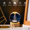 Christmas 3D Crystal Ball Night Lamp USB Santa Claus Engraved Glass Light Wooden Base Xmas Decor Gift for Home Office Desktop