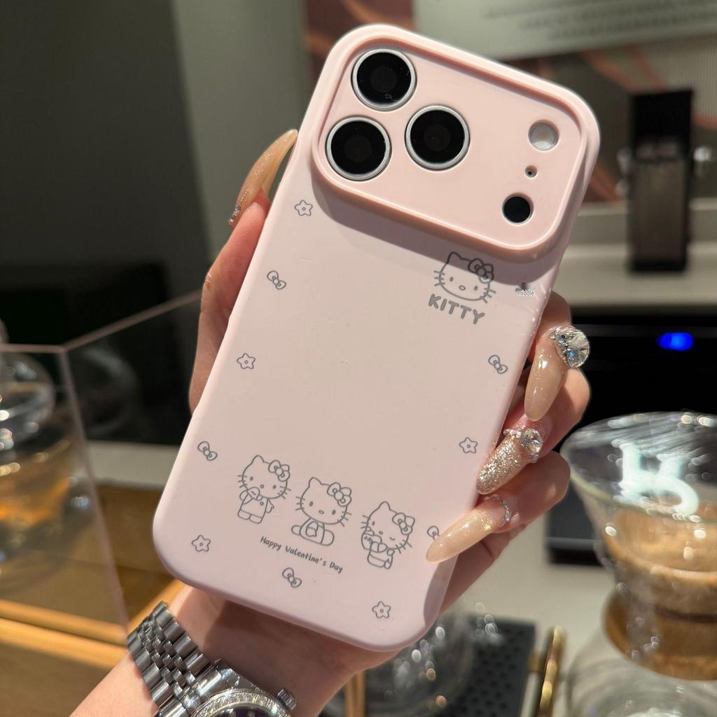 Liquid Silicone Cute KT Cat Phone Case for iPhone 17 Pro Max - Full Coverage, Drop-proof.
