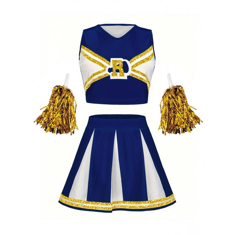 Cheerleading Performance Set Women Gymnastics Stage Outfit Milk Fabric S-XL Black Navy 2025
