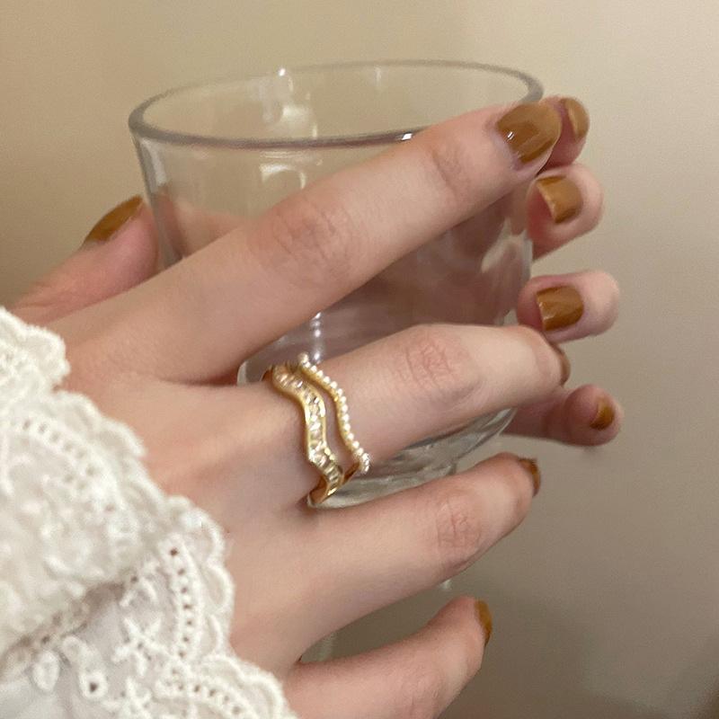 

Pearl Double Layer Wavy Open Women s Fashion Ring - Light Luxury Niche Design