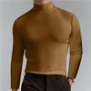 Camisa de manga larga ajustada para hombre con cuello alto, suave, elástica, capa base casual