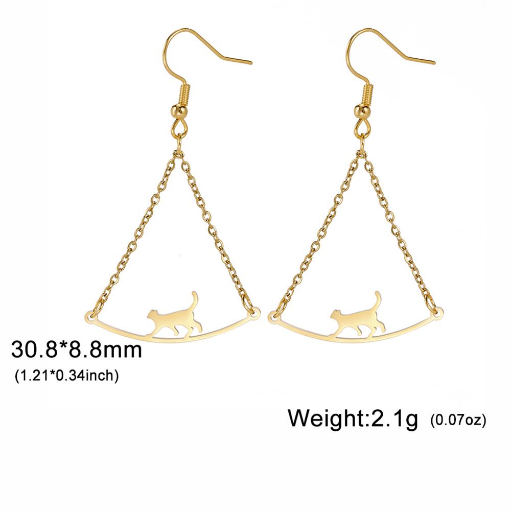 My Shape Cute Cat and Dog Dangle Earrings for Women Girls Stainless Steel Lovely Kitten Animal Drop Earring Fashion Jewelry Gift