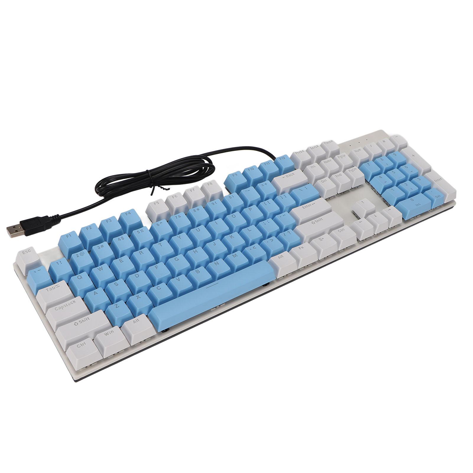 

104 Key Mechanical Keyboard Blue Switch RGB USB Wearproof Scratch Resistant Gaming Keyboard White