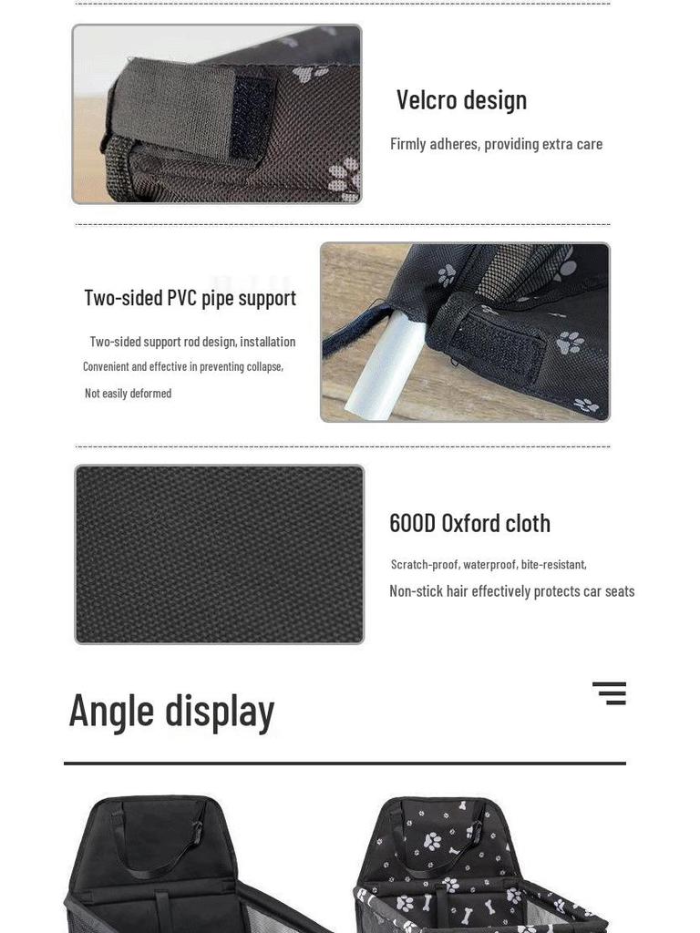 Waterproof Foldable Pet Seat & Mat for Car with Dog Cage & Bed