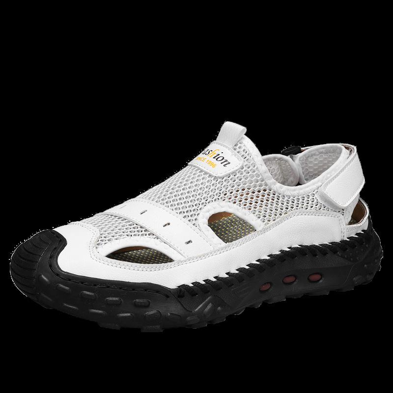 

Dad sandals men s summer outer wear mesh breathable non-slip deodorant driving mountaineering travel wading bag head beach shoes 38 белый