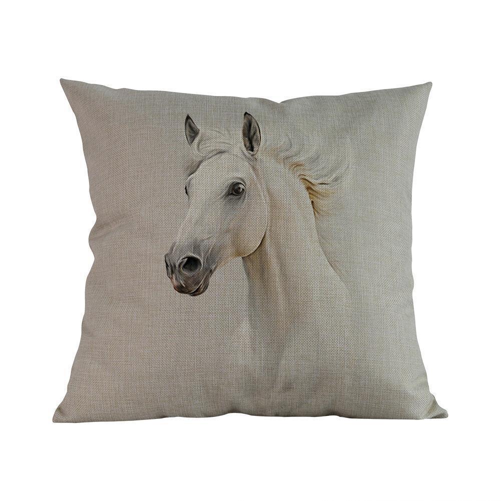

Case Vintage Pillow Home Decor Linen Sofa Waist Throw Cushion Pillowcase Cover 1# Horse C