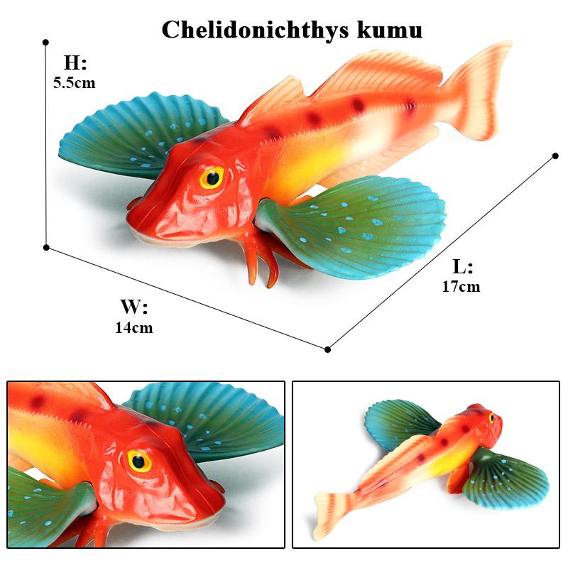 Oenux Sea Life Animals Model Action Figures Ocean Fish Sailfish Bass Grouper Salmon Aquarium Figurines PVC Educational Kids Toy