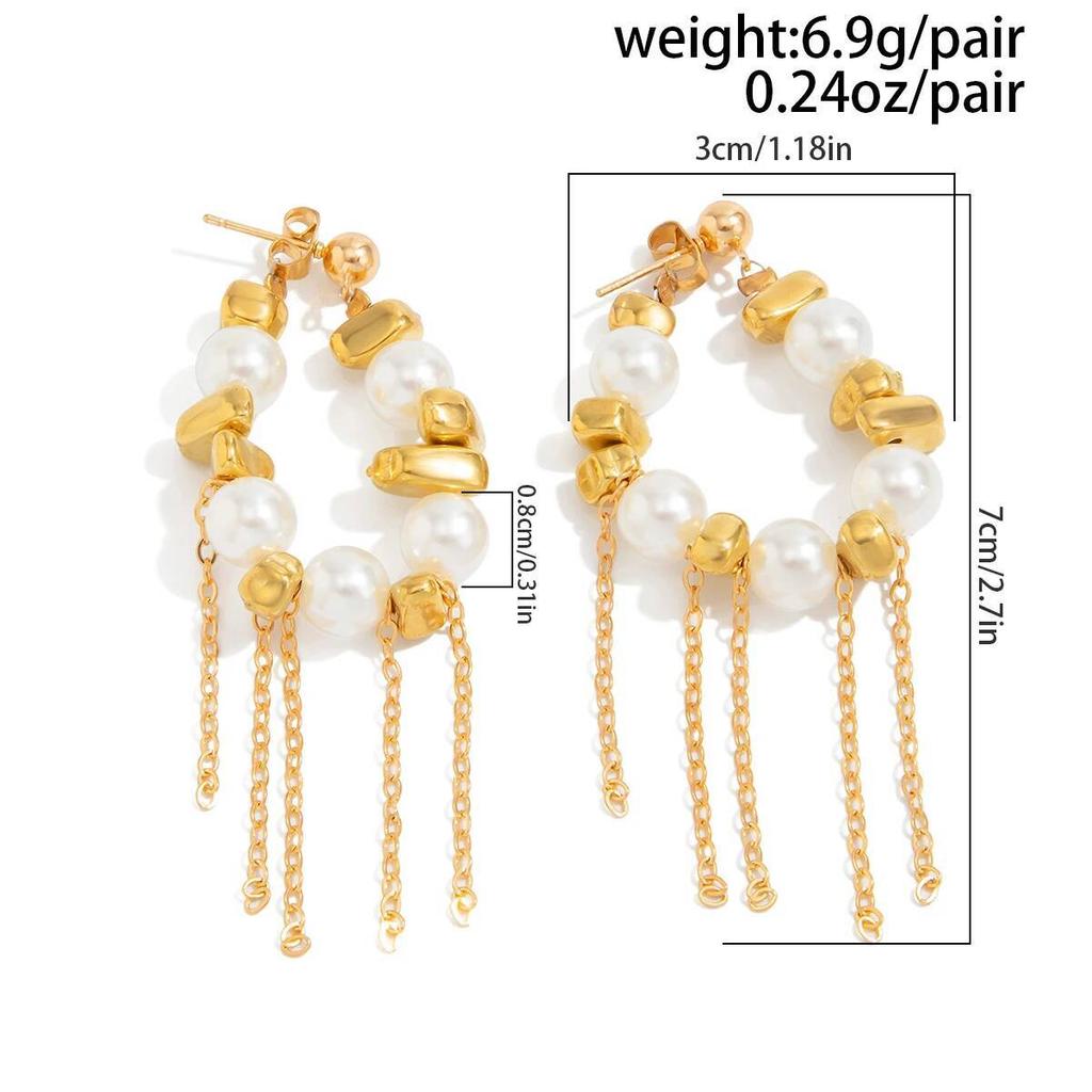 Ingemark Elegant Imitation Pearl Tassel Pendant Drop Earrings for Women New Trend Gothic Piercing Earrings Party Jewelry Gift