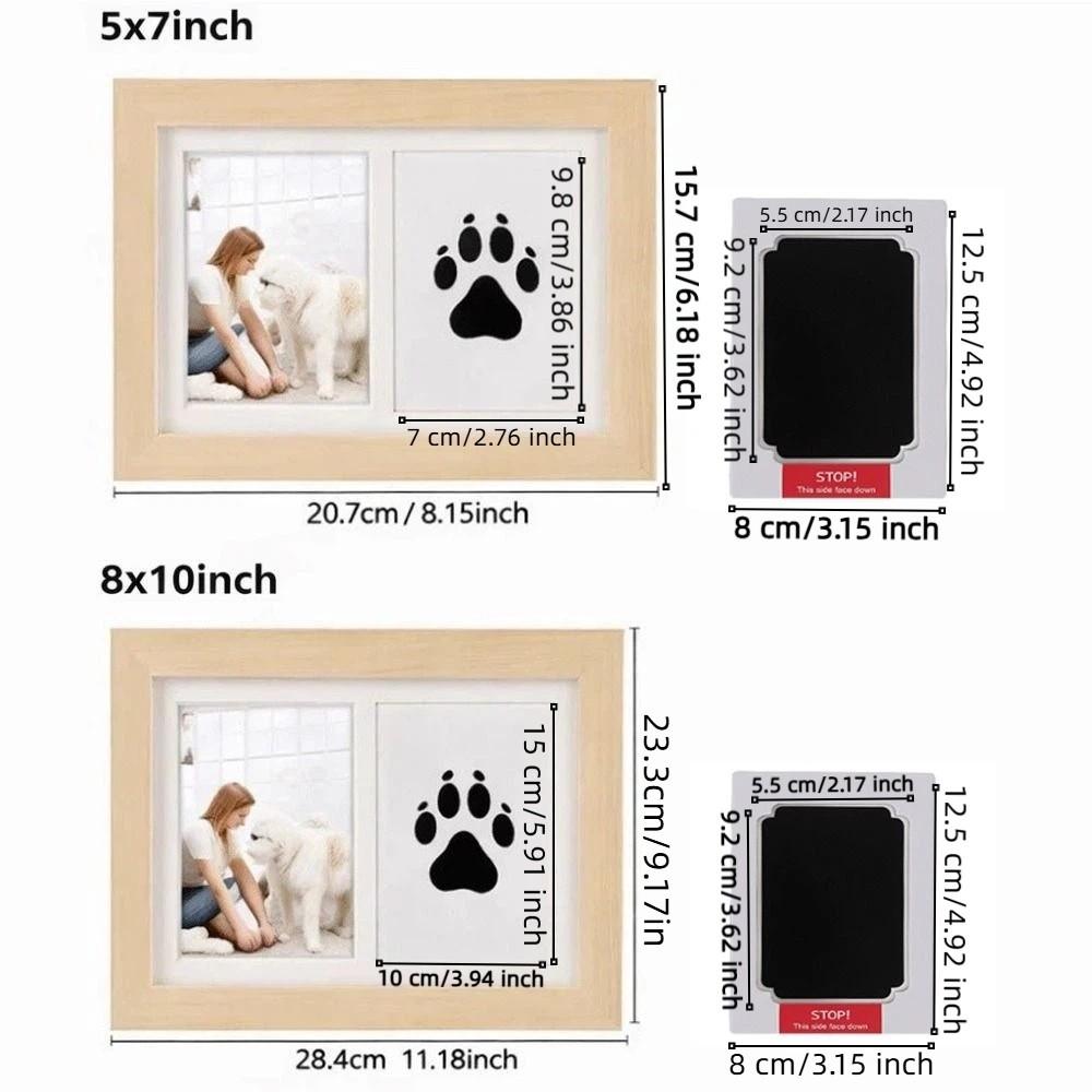 Clean-Touch Ink Pad Pet Paw Print Kit Wooden Paw Print Photo Frame  for Pet Lovers